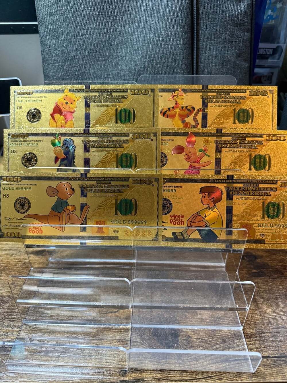 Disney Winnie the Pooh Set of 6 Gold Foil Bills